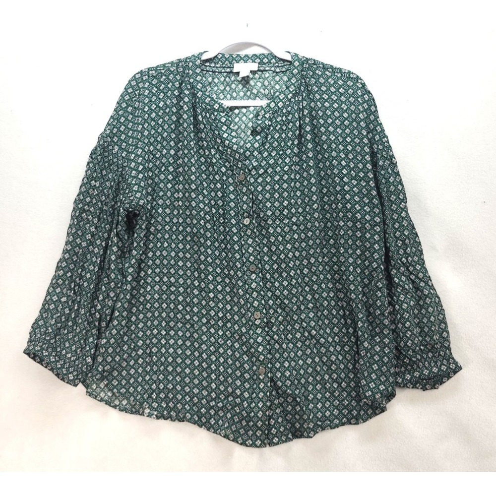 J Jill ‎ Lonf Sleeve Tunic Floral Peasant Shirt Boho Fairy Size M